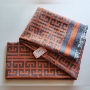 Orange & Gray Winter Scarf - Geometric Pattern
